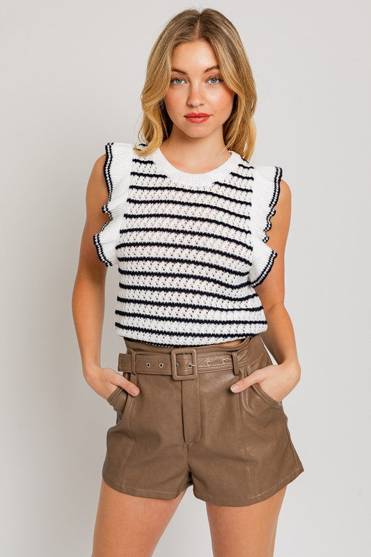 Oh So Classic Ruffle Stripe Knit Top