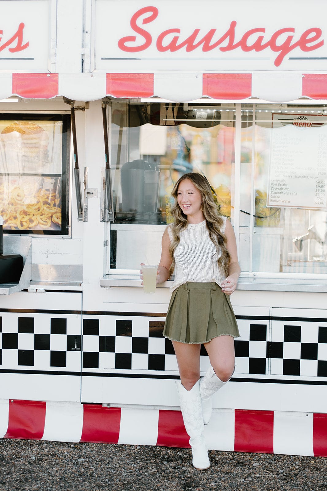 Olive Green Pleated Mini Skort