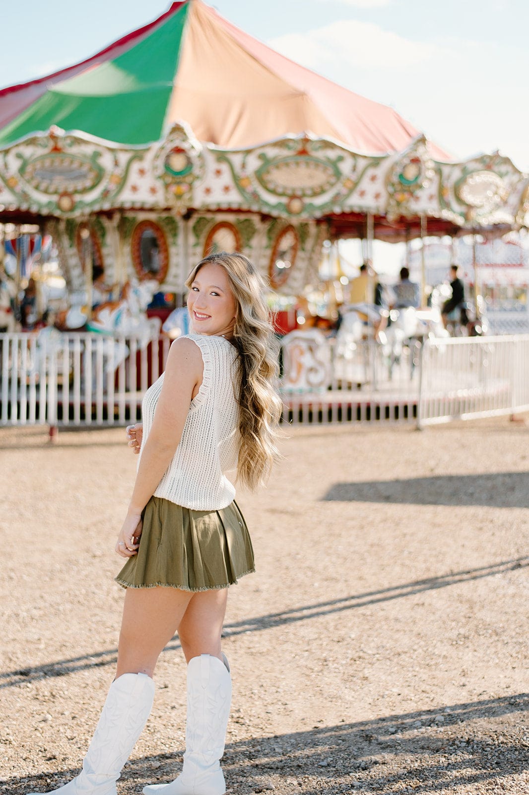 Olive Green Pleated Mini Skort