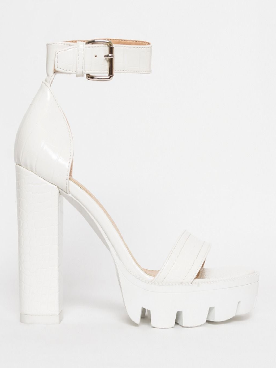 Open Toe Platform White High Heels