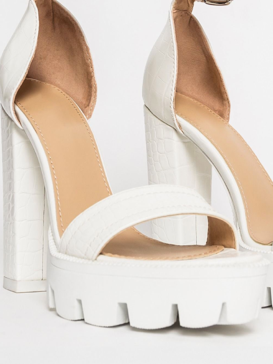 Open Toe Platform White High Heels