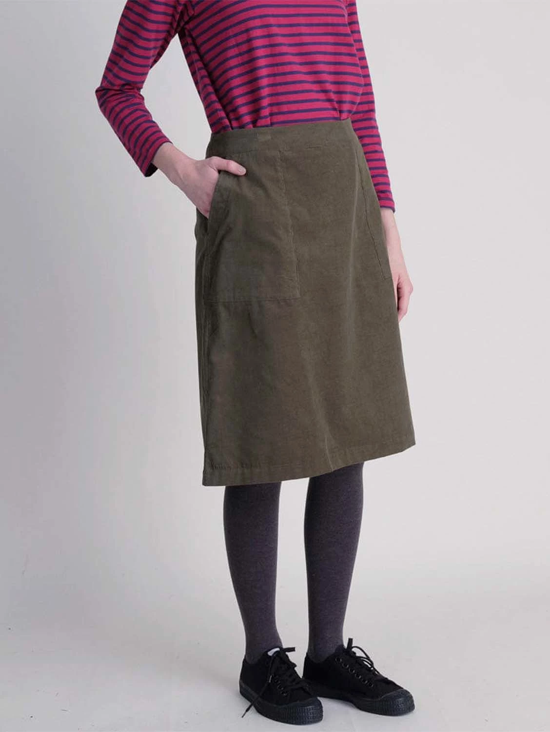 Orla Cotton Cord Skirt | Olive