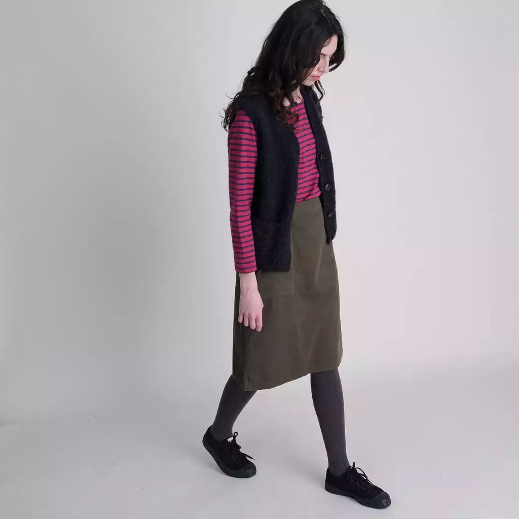 Orla Cotton Cord Skirt | Olive