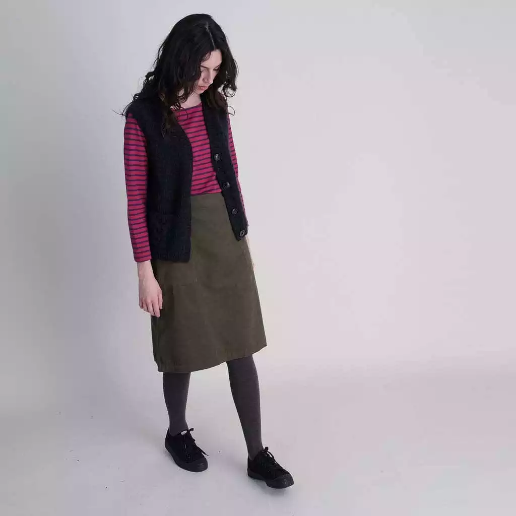 Orla Cotton Cord Skirt | Olive