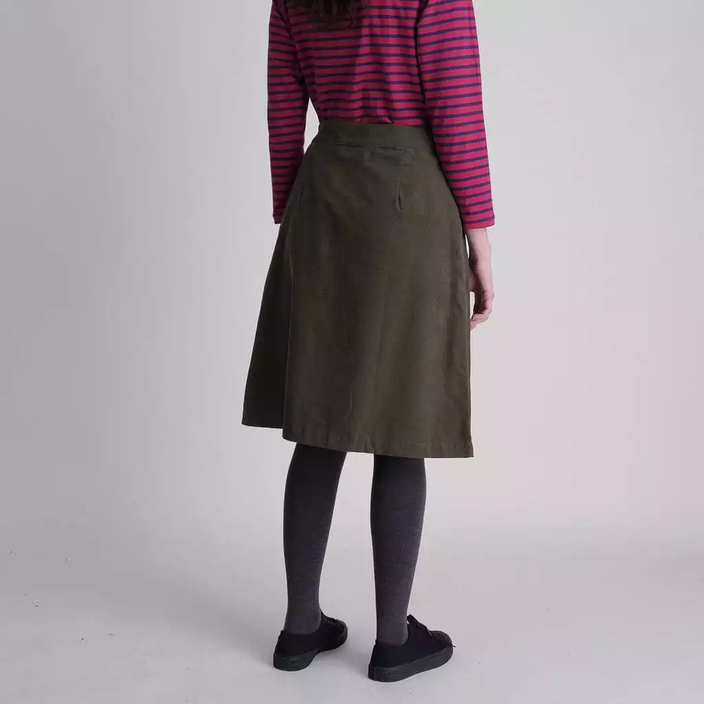 Orla Cotton Cord Skirt | Olive