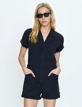 Parker Short Sleeve Romper, Fade To Black