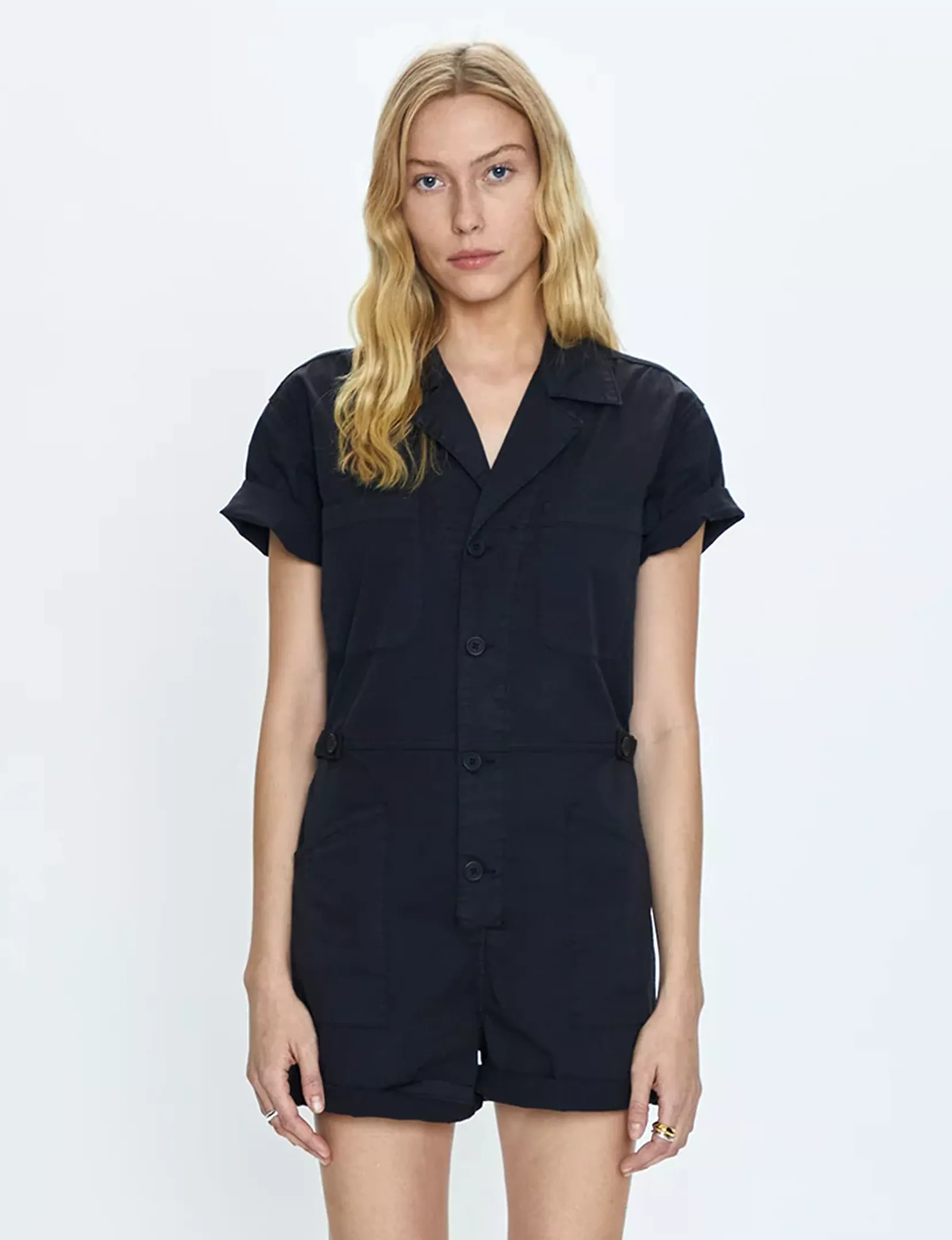 Parker Short Sleeve Romper, Fade To Black