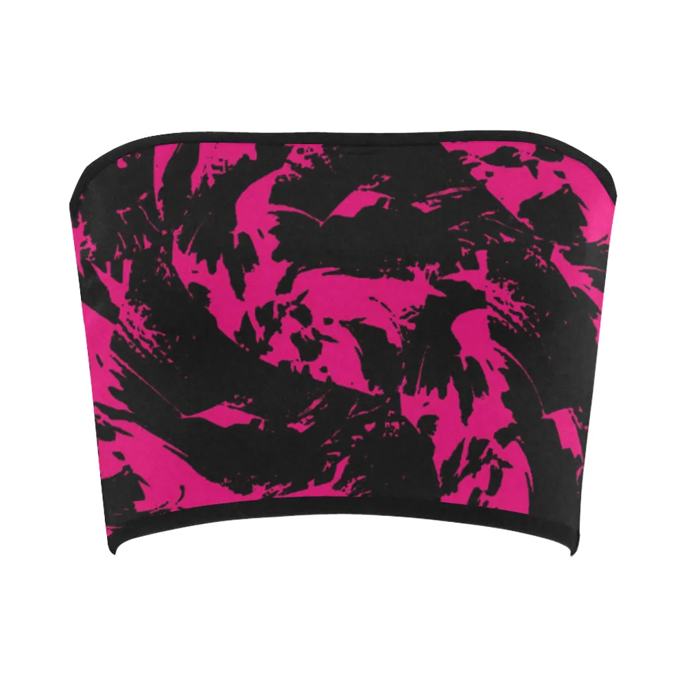 Pink and Black Paint Splatter Bandeau Top