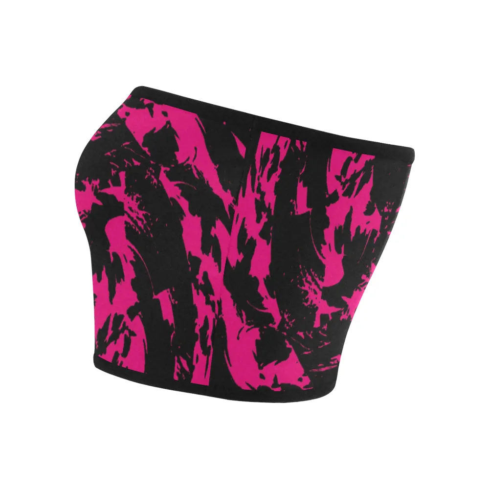 Pink and Black Paint Splatter Bandeau Top