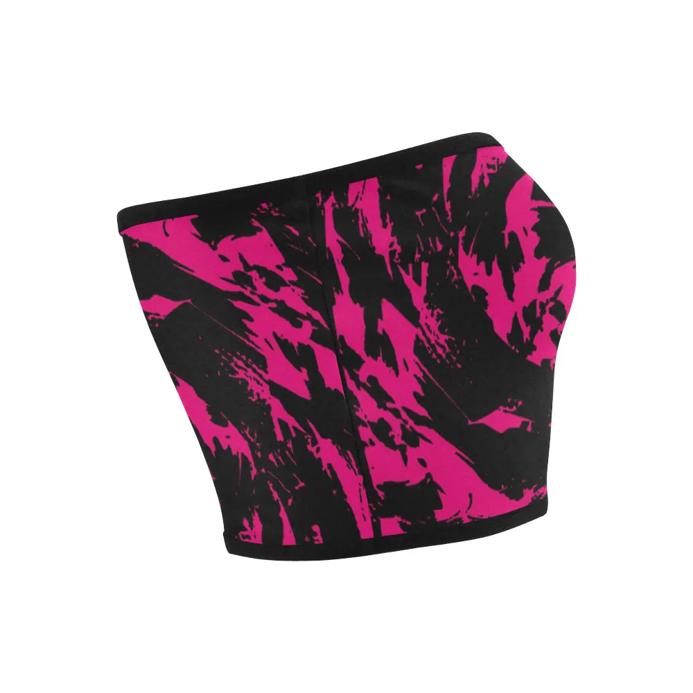 Pink and Black Paint Splatter Bandeau Top