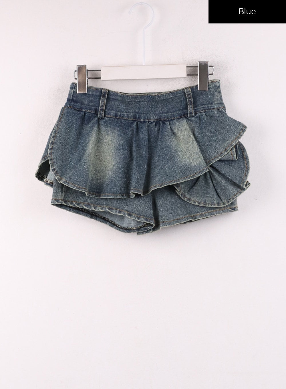 Pleated Denim Mini Skort IJ430