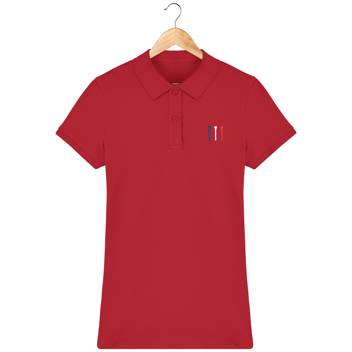 Polo brodé en coton Bio TEES BLEU BLANC ROUGE