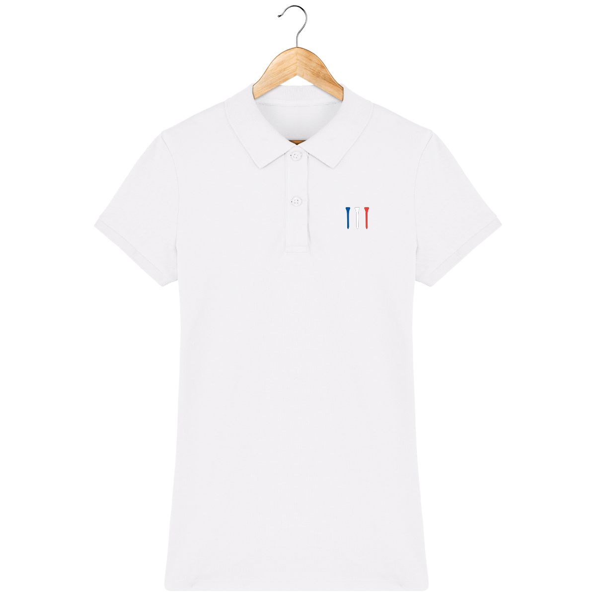 Polo en coton Bio brodé TEES BLEU BLANC ROUGE femme