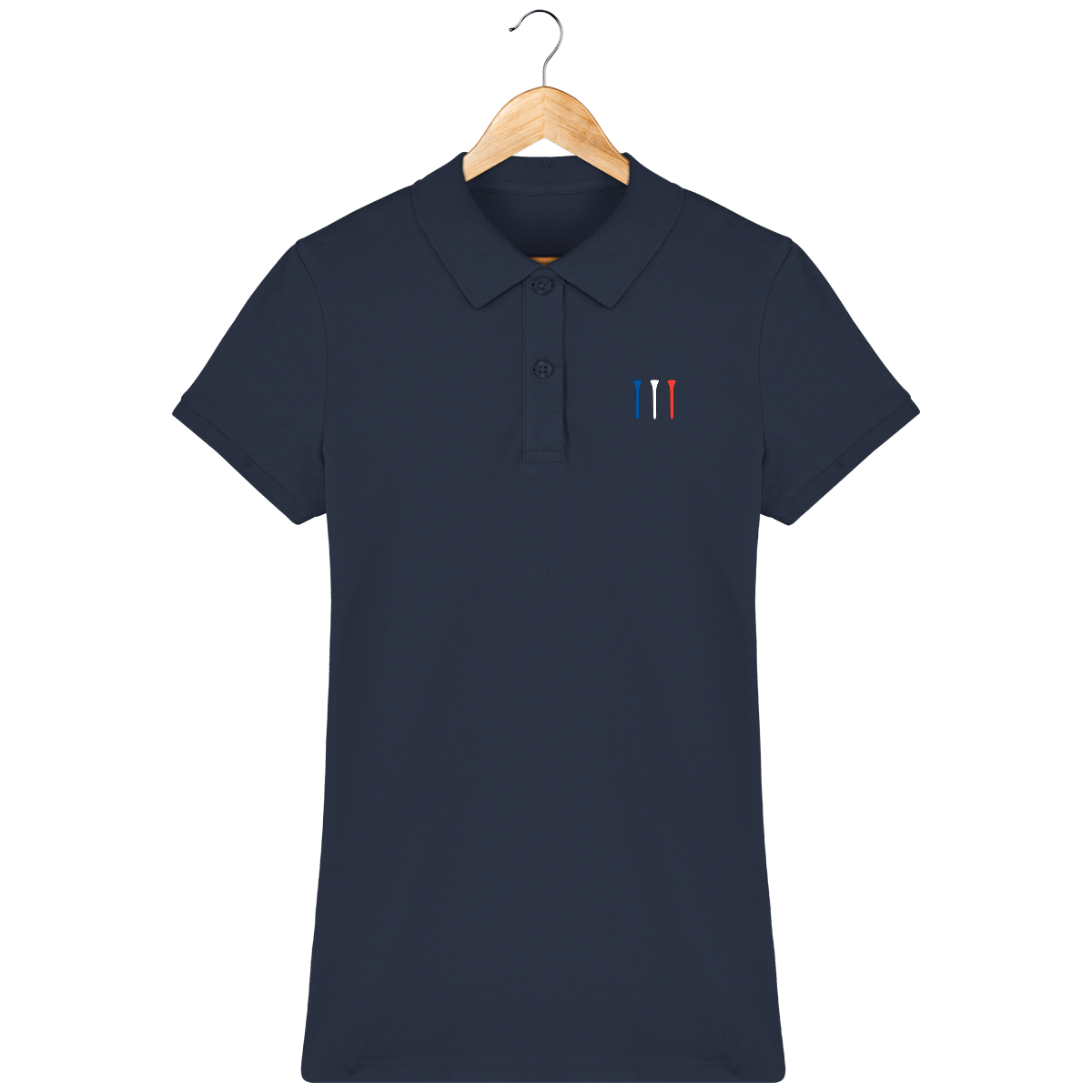 Polo en coton Bio brodé TEES BLEU BLANC ROUGE femme