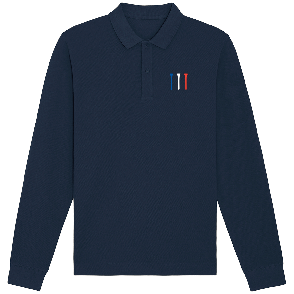 Polo manches longues coton bio Tees Bleu Blanc Rouge