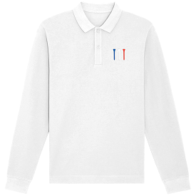 Polo manches longues coton bio Tees Bleu Blanc Rouge