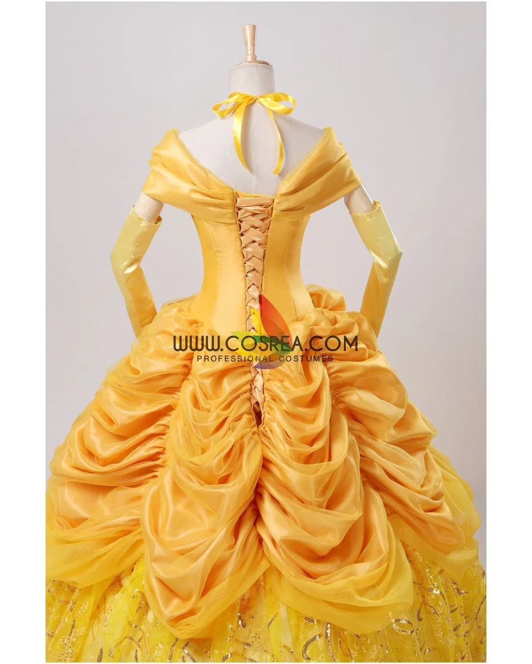 Princess Belle Amber Gold With Embroidery Accent Beauty And Beast Cosplay Costume