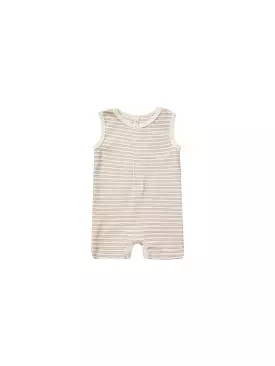 Quincy Mae - Oat Stripe Henley Romper