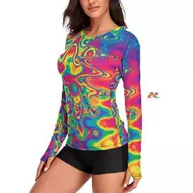 Radiant Hue Rave Shirt Long Sleeve, Lightweight With Thumbholes