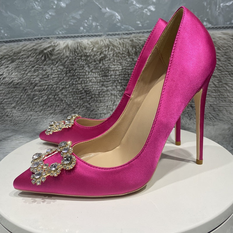 Rose Pink Satin High Heel