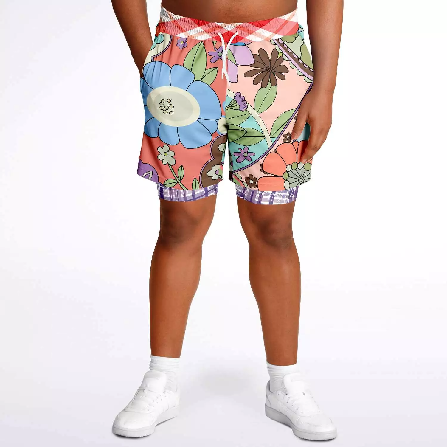 Serendipity Peach Floral Compression Activity Shorts