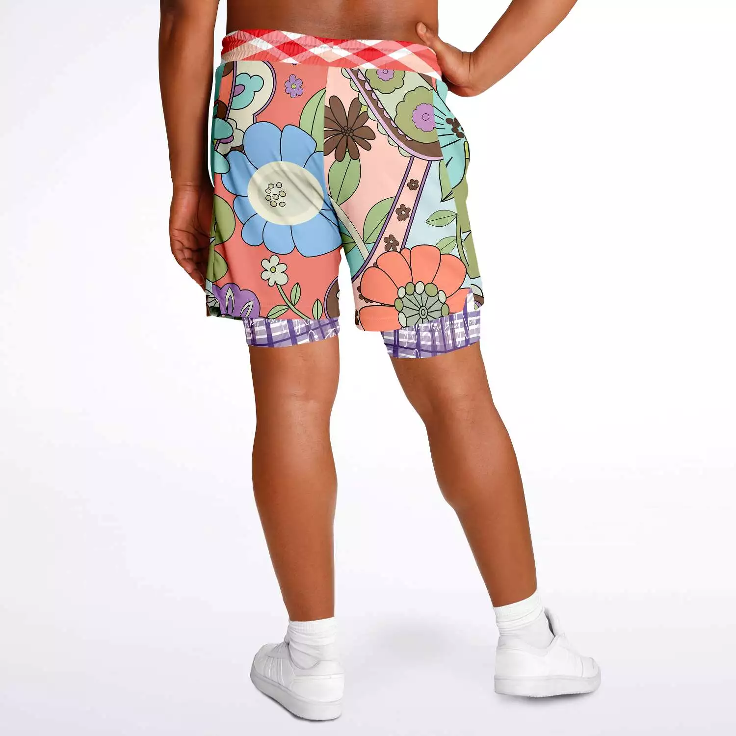 Serendipity Peach Floral Compression Activity Shorts