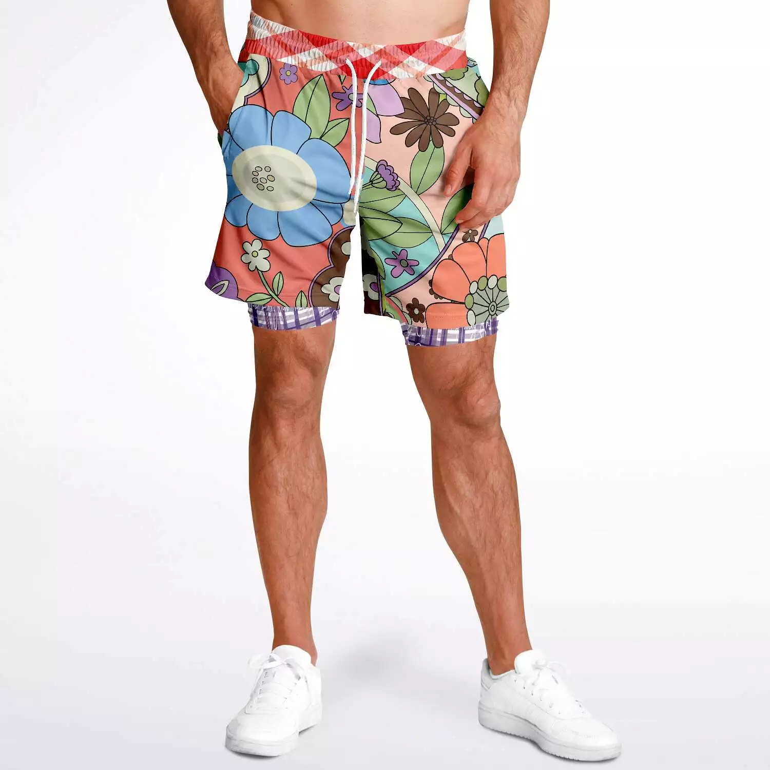 Serendipity Peach Floral Compression Activity Shorts