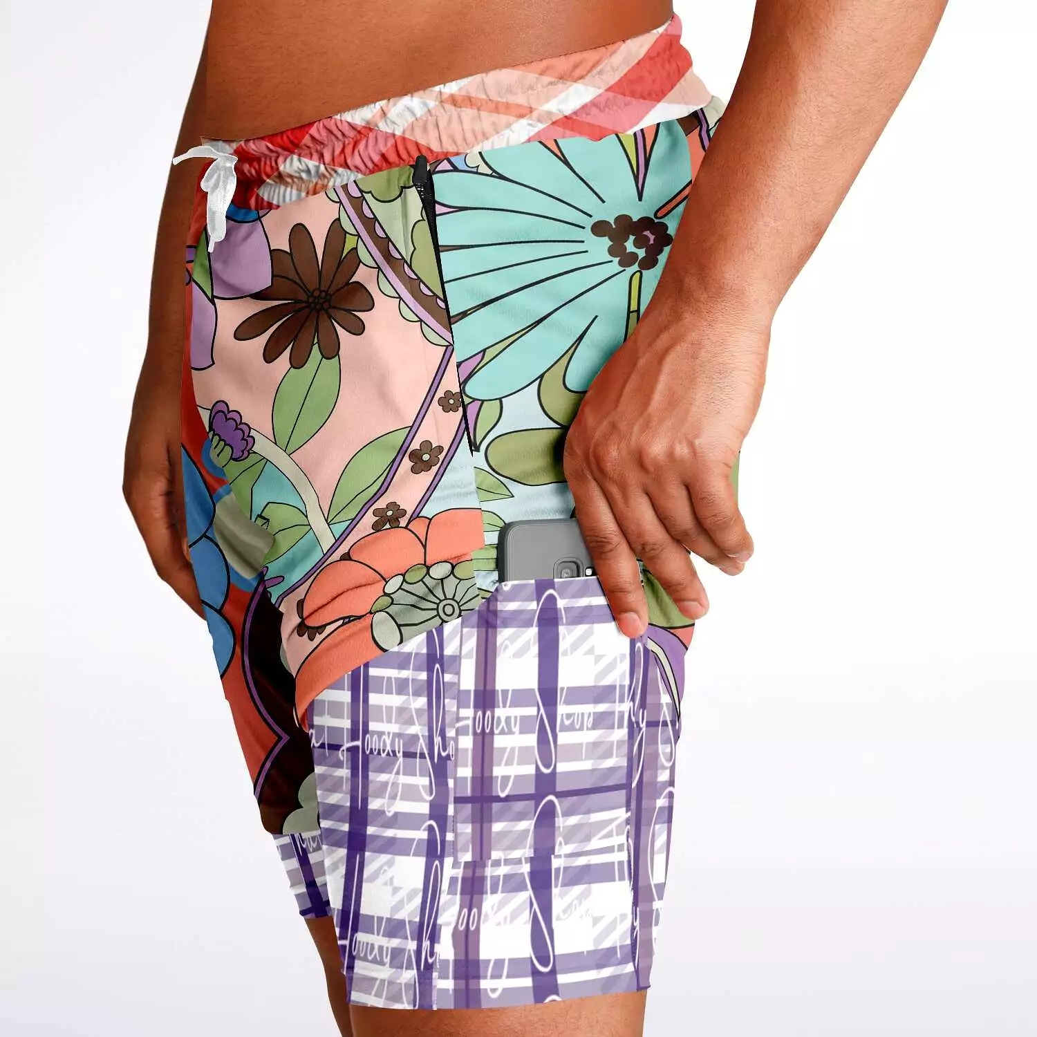 Serendipity Peach Floral Compression Activity Shorts