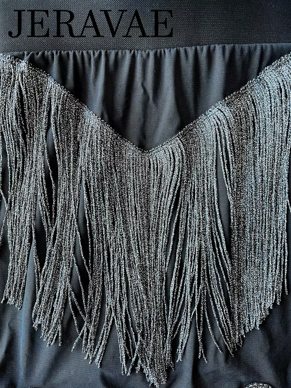 Sirius Practice Dance Wear Black Mesh Latin Skirt with Gold or Silver Tinsel Shimmer Fringe PRA 875 in Stock