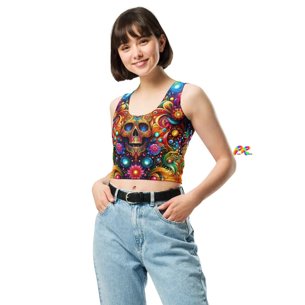 Skull Light Fantasia Rave Crop Top