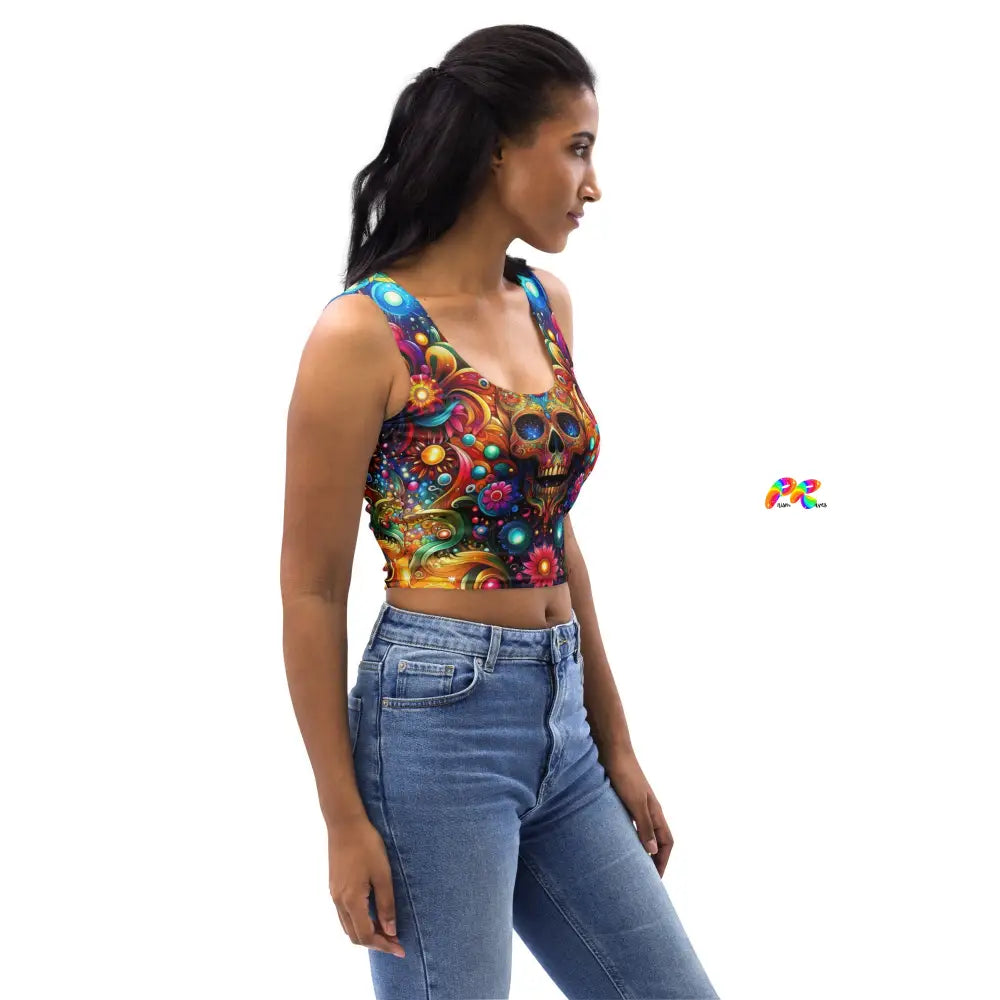 Skull Light Fantasia Rave Crop Top