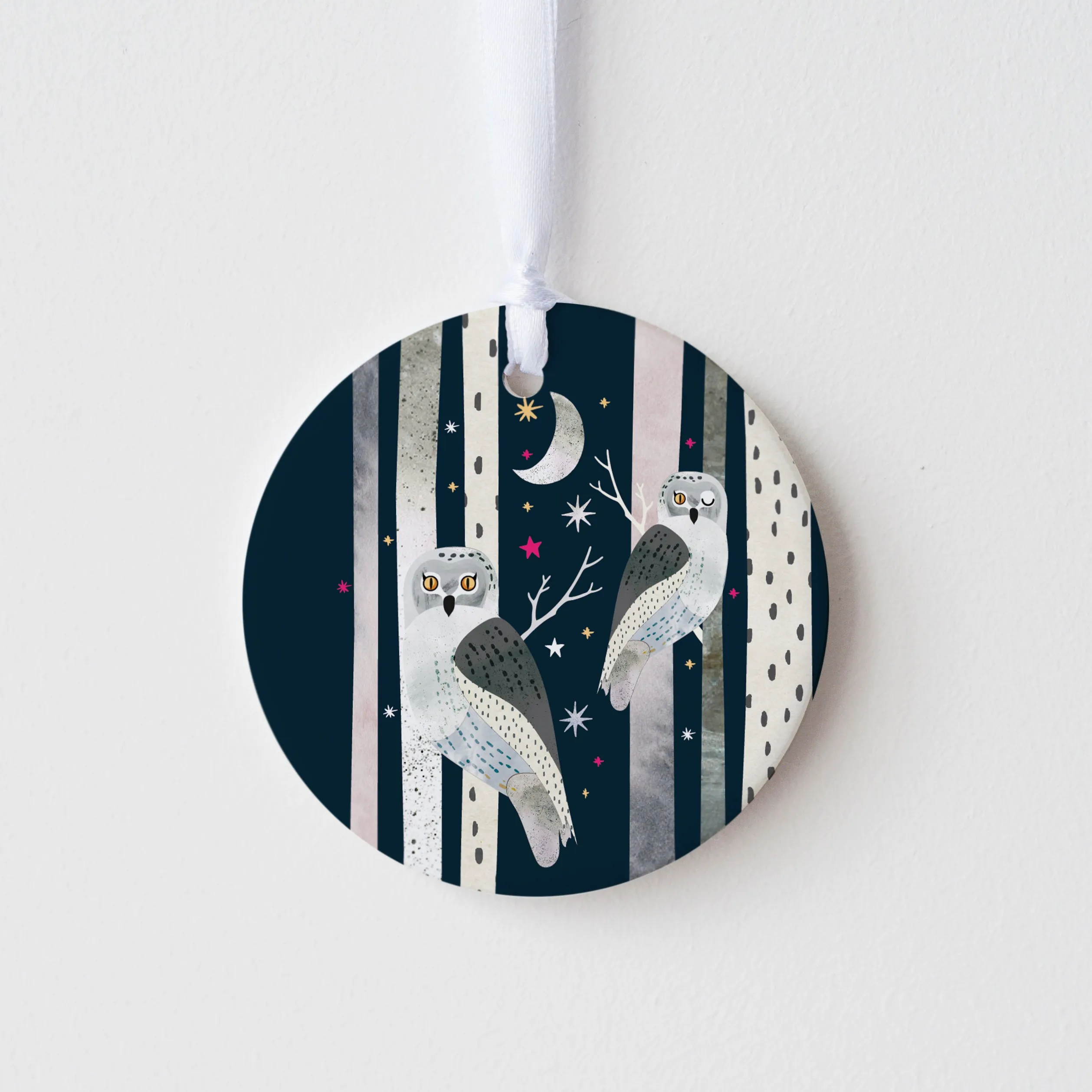 Snowy Owls - Ceramic Ornament