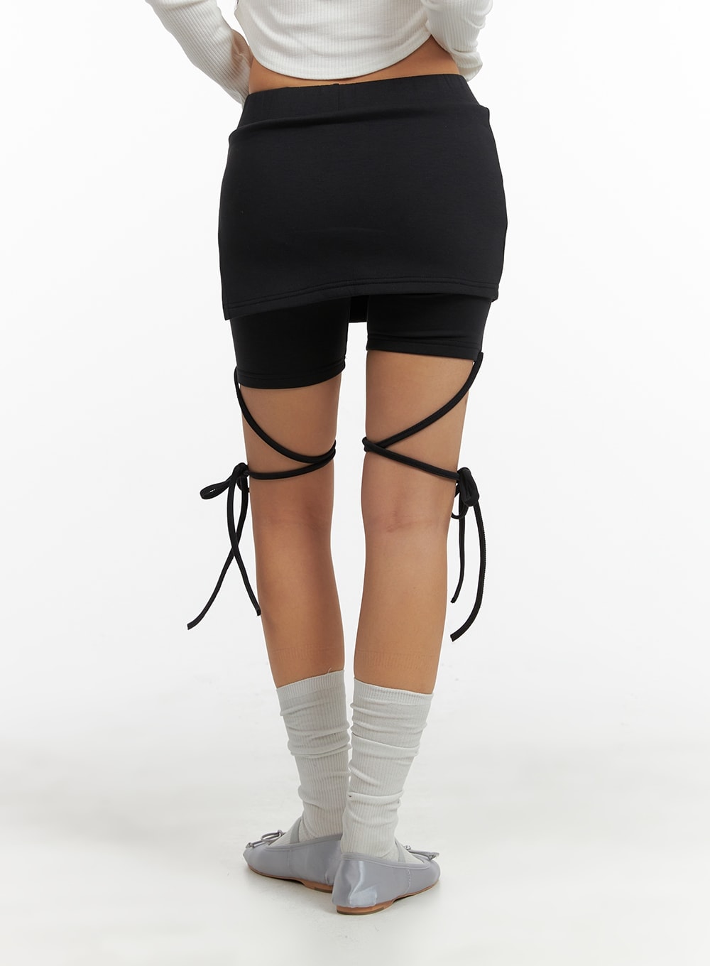 Solid Knotted Wrap Mini Skort CM412