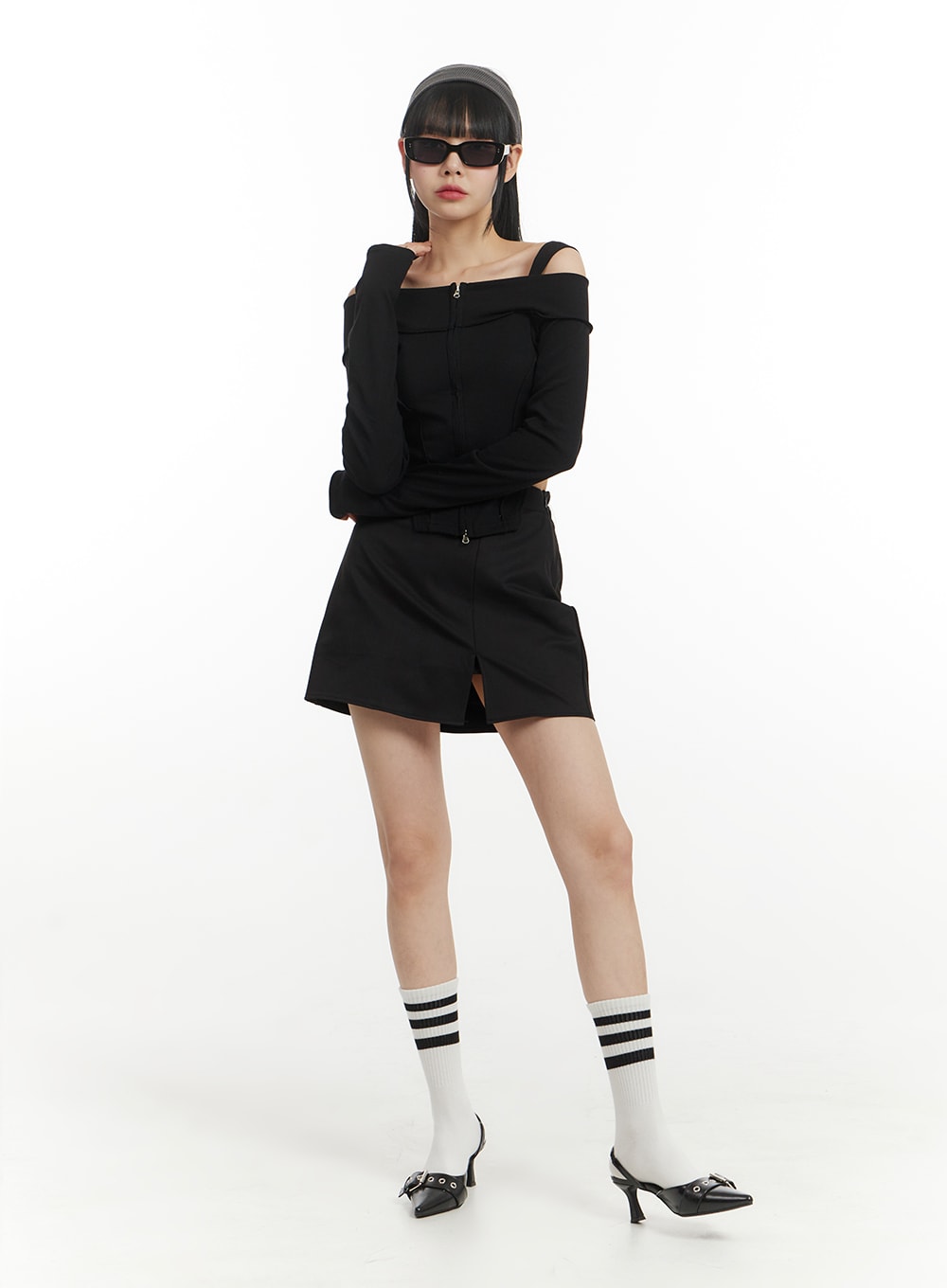 Solid Slit Mini Skort IM406