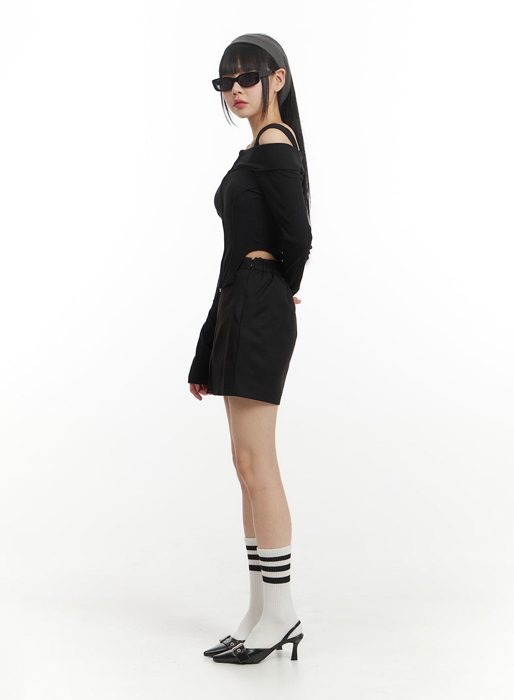 Solid Slit Mini Skort IM406