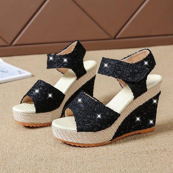 Summer Lace Platform Sandals High Heels  Shoes Open Toe Espadrilles Comfortable Sandals