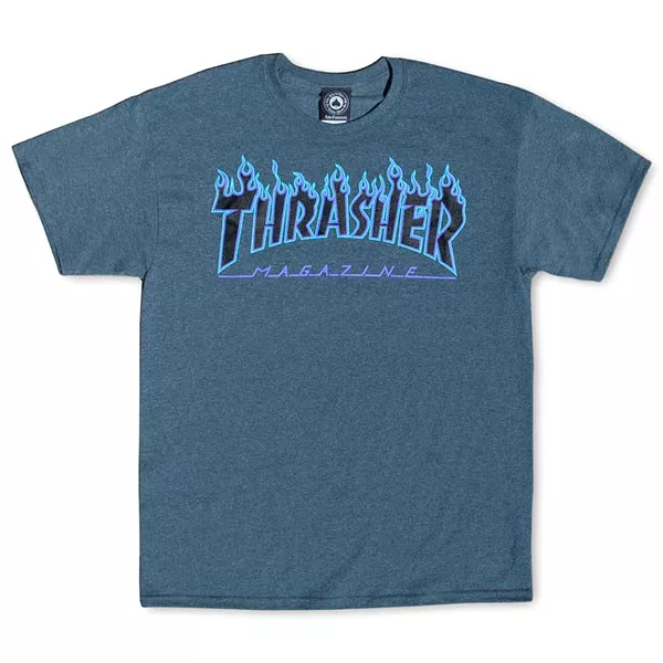 THRASHER MAGAZINE FLAME LOGO S/S DARK Heather