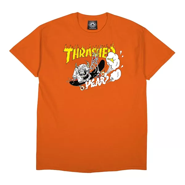 THRASHER T-SHIRT 40 YEARS NECKFACE SS ORANGE