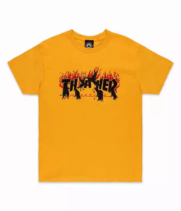 THRASHER T-SHIRT CROWS OR (GOLD)