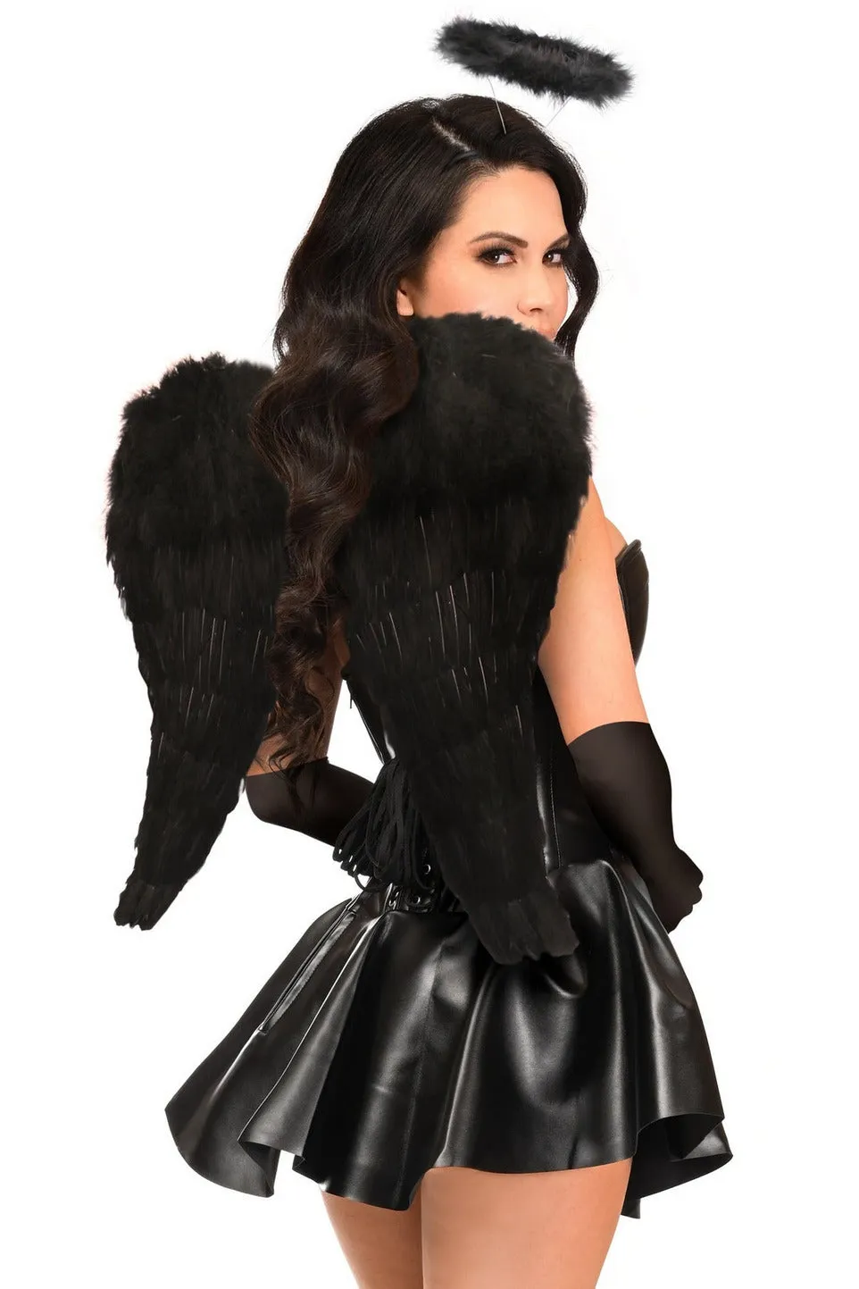 Top Drawer 4 PC Faux Leather Dark Angel Corset Dress Costume