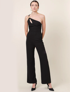 Vaughn One Shoulder Jumpsuit, Black