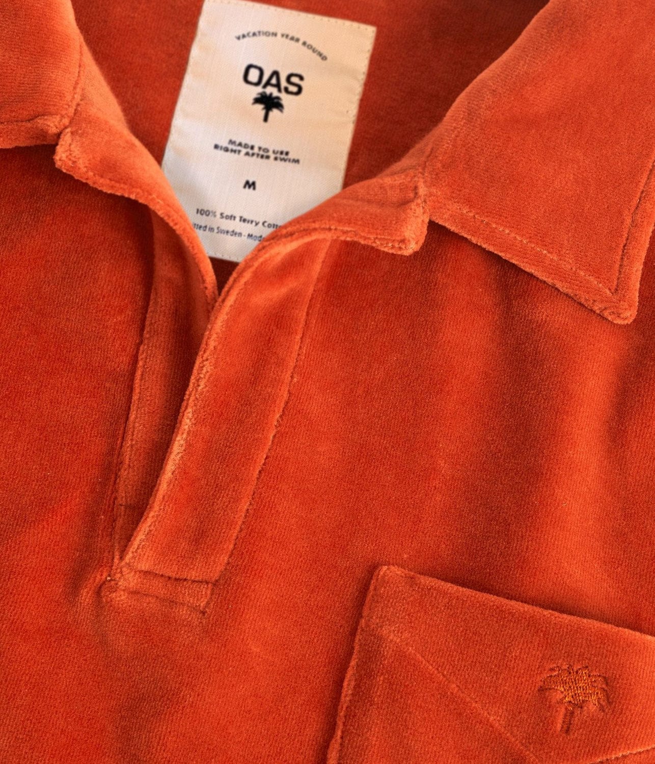 VELOUR LONG SLEEVE SHIRT- BURNT ORANGE