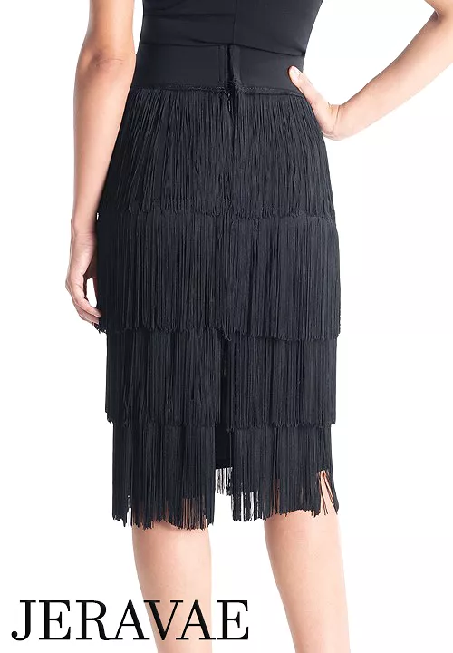 Victoria Blitz Brescia Multi Layer Black Fringe Latin Practice Skirt Available in Sizes XS-3XL PRA 883 in Stock