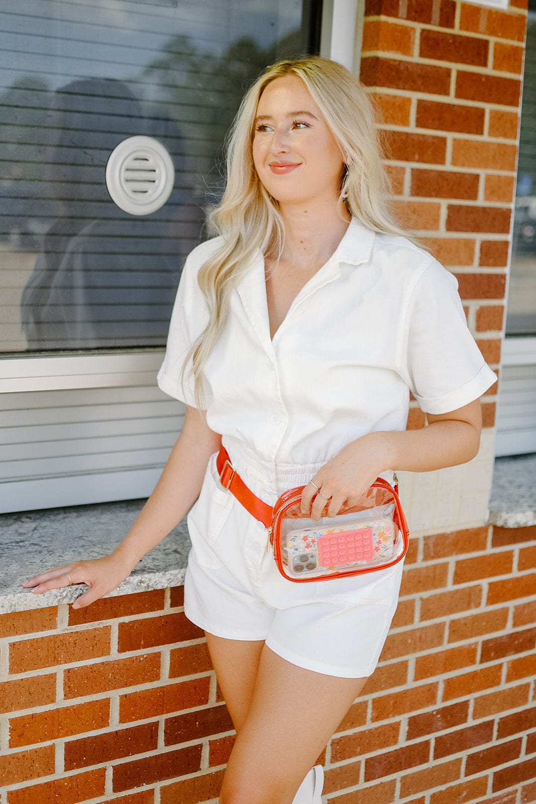 White Denim Utility Romper