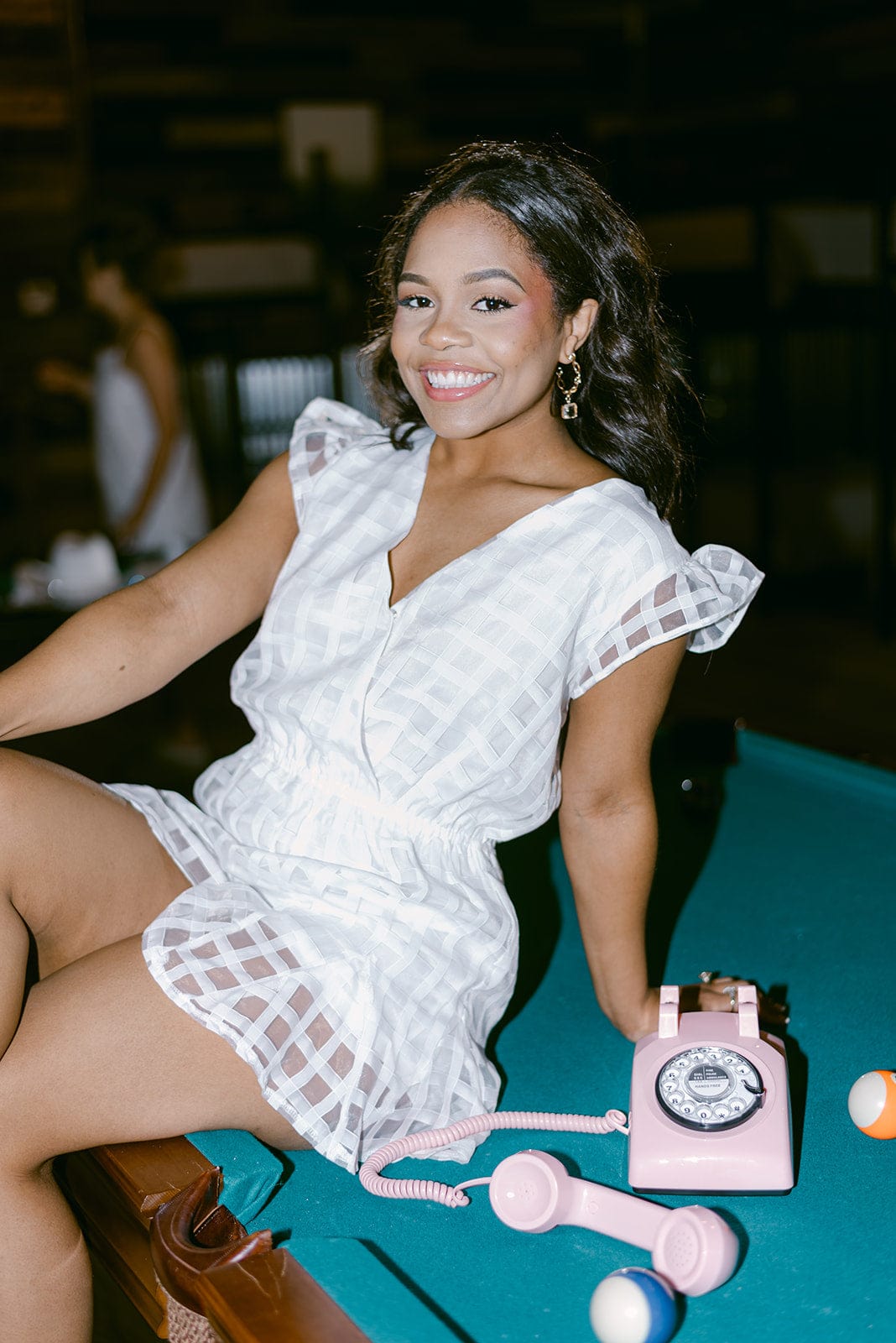 White Mesh Checker Romper